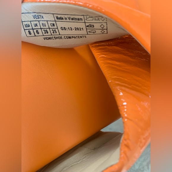 Vionic Vesta Women's Slide Comfort Sandals Orange Marigold Patent Leather Size 8 - Picture 11 of 12